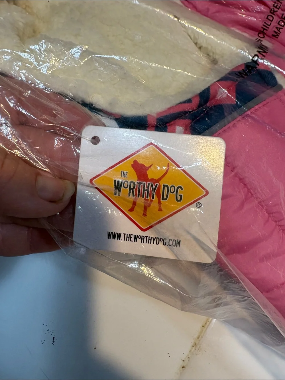 The Worthy Dog  Sherpa Fleece lined Pink Puffer jacket coat large
